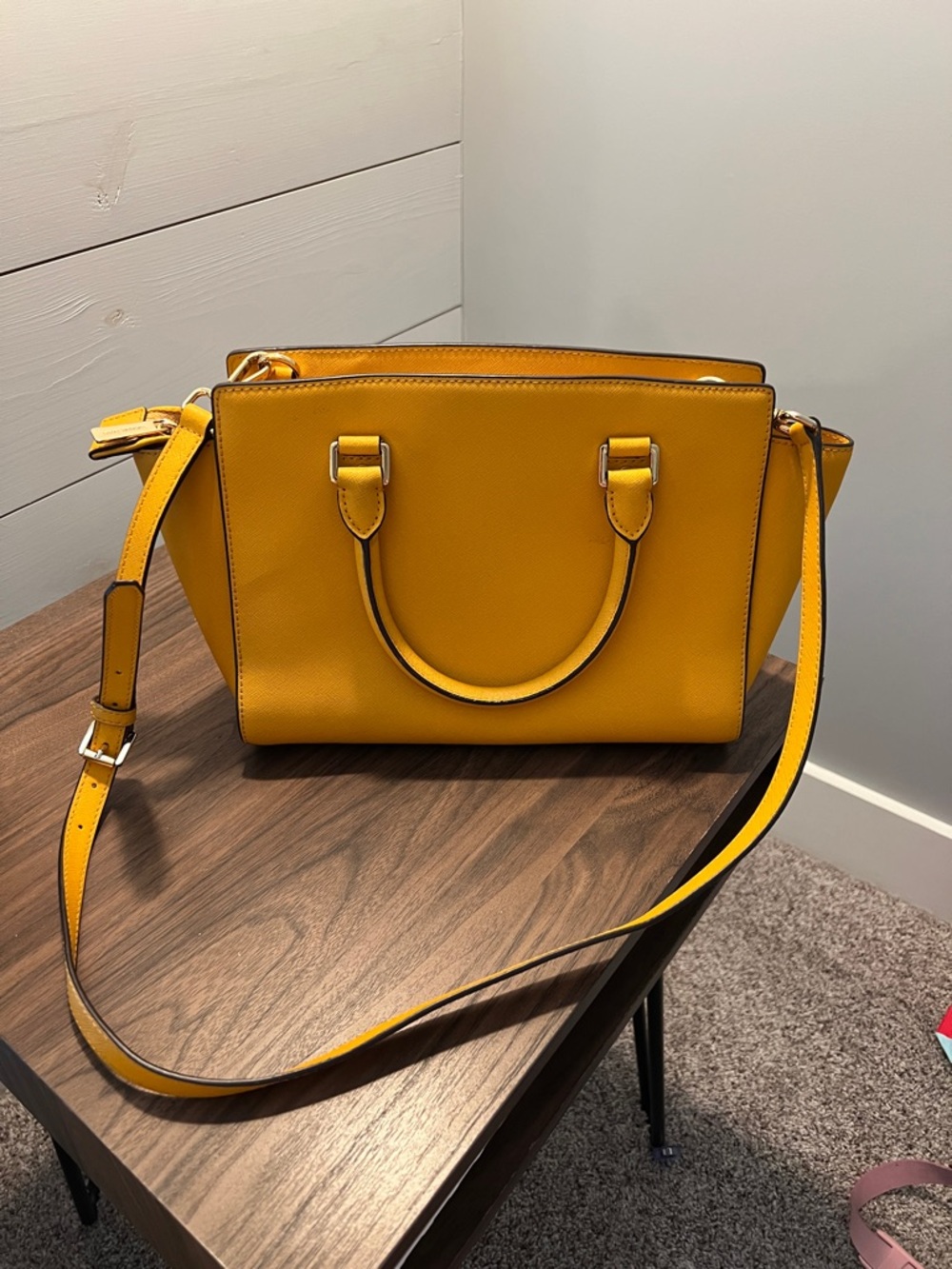 Michael Kors Yellow Saffiano Winged Satchel - Picture 2 of 7